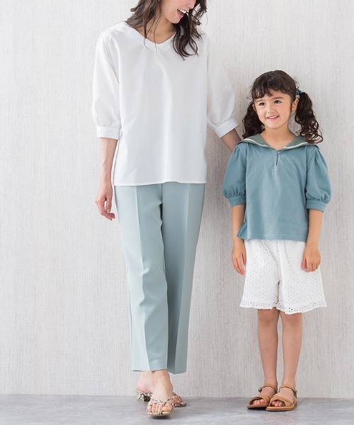 lulpini（ルルピー二）の「kids セーラーカラーTシャツ（Tシャツ/カットソー・キッズ・オフホワイト/サックスブルー・S/M/L）」の14枚目の写真