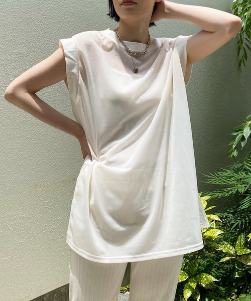 DouDou（ドゥドゥ）の「シアートップス＋リブパンツセット（セットアップ・レディース・ブラック/オフホワイト・FREE）」の7枚目の写真