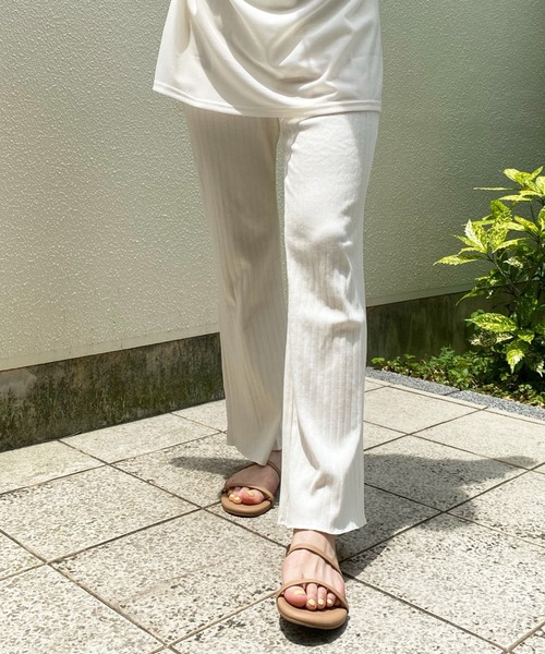 DouDou（ドゥドゥ）の「シアートップス＋リブパンツセット（セットアップ・レディース・ブラック/オフホワイト・FREE）」の10枚目の写真