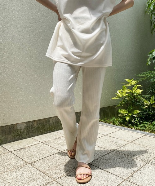 DouDou（ドゥドゥ）の「シアートップス＋リブパンツセット（セットアップ・レディース・ブラック/オフホワイト・FREE）」の11枚目の写真