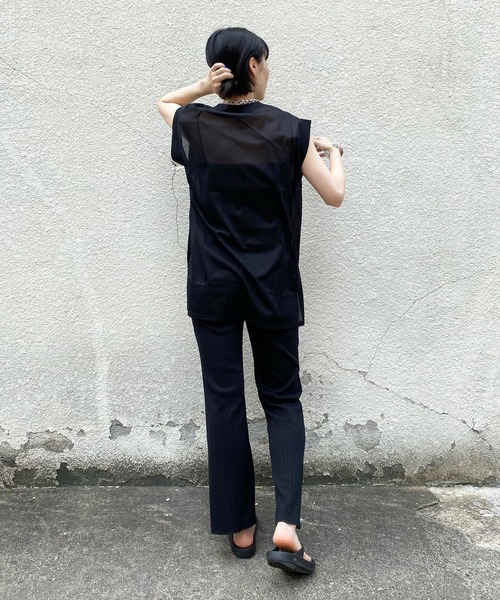 DouDou（ドゥドゥ）の「シアートップス＋リブパンツセット（セットアップ・レディース・ブラック/オフホワイト・FREE）」の14枚目の写真