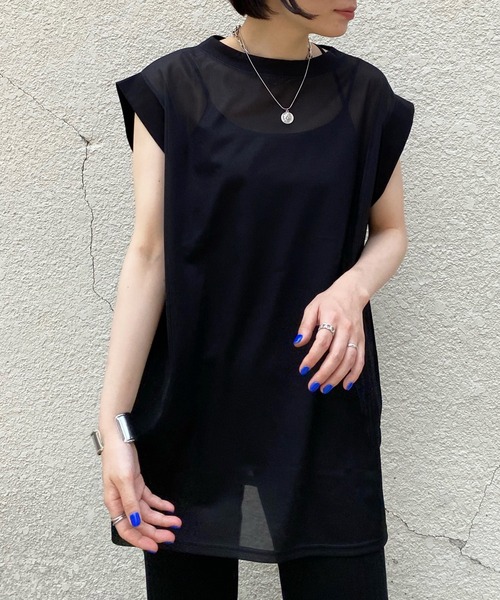 DouDou（ドゥドゥ）の「シアートップス＋リブパンツセット（セットアップ・レディース・ブラック/オフホワイト・FREE）」の15枚目の写真