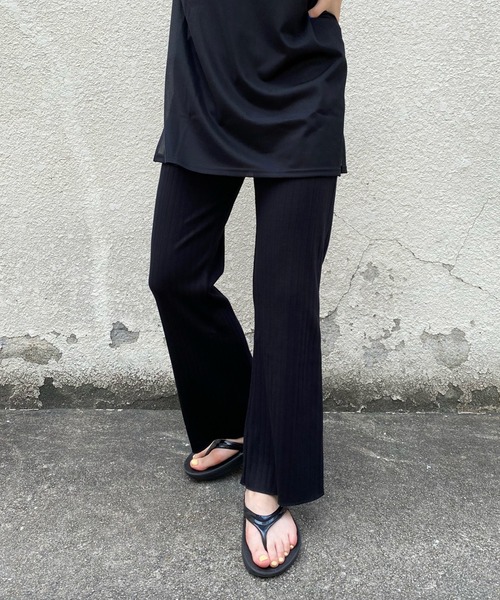 DouDou（ドゥドゥ）の「シアートップス＋リブパンツセット（セットアップ・レディース・ブラック/オフホワイト・FREE）」の19枚目の写真