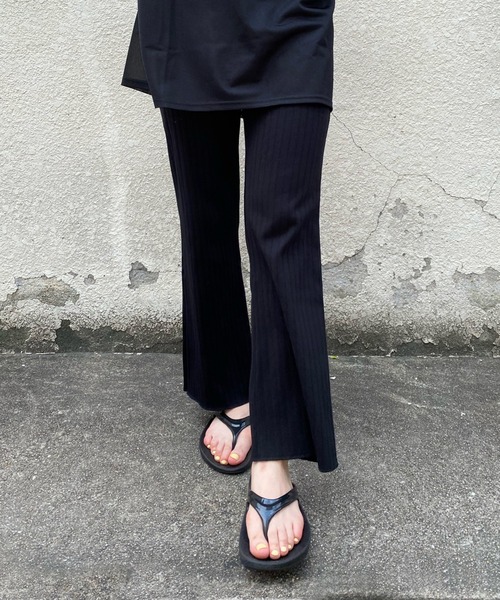 DouDou（ドゥドゥ）の「シアートップス＋リブパンツセット（セットアップ・レディース・ブラック/オフホワイト・FREE）」の21枚目の写真