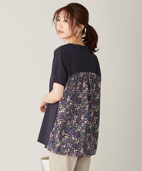 J.PRESS Ladies(J.プレス レディス)の「【消臭機能付き】プレーティングジャージー 異素材コンビ カットソー(Tシャツ/カットソー・レディース・ブラウン系/ネイビー系・SMALL)」の1枚目の写真