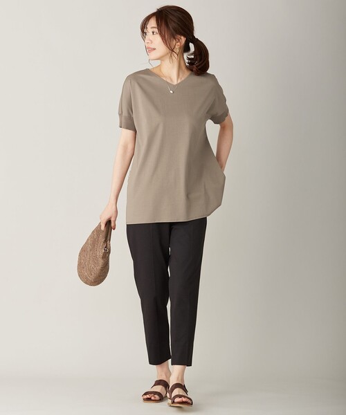 J.PRESS Ladies(J.プレス レディス)の「【消臭機能付き】プレーティングジャージー 異素材コンビ カットソー(Tシャツ/カットソー・レディース・ブラウン系/ネイビー系・SMALL)」の15枚目の写真
