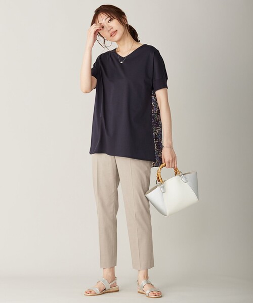 J.PRESS Ladies(J.プレス レディス)の「【消臭機能付き】プレーティングジャージー 異素材コンビ カットソー(Tシャツ/カットソー・レディース・ブラウン系/ネイビー系・SMALL)」の10枚目の写真