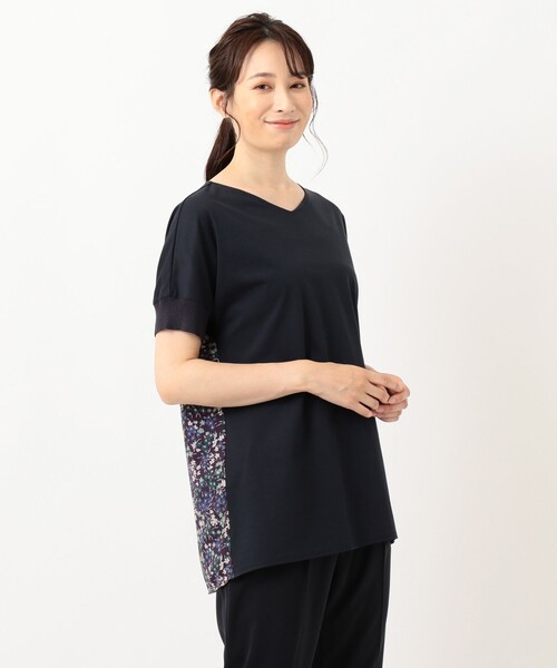 J.PRESS Ladies(J.プレス レディス)の「【消臭機能付き】プレーティングジャージー 異素材コンビ カットソー(Tシャツ/カットソー・レディース・ブラウン系/ネイビー系・SMALL)」の7枚目の写真