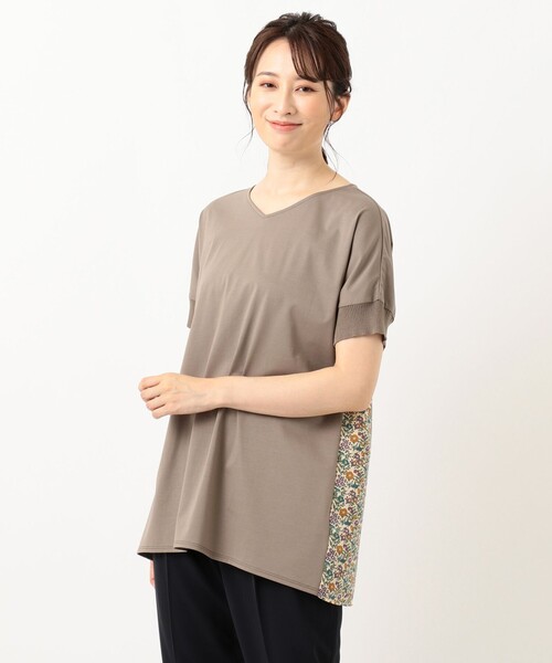 J.PRESS Ladies(J.プレス レディス)の「【消臭機能付き】プレーティングジャージー 異素材コンビ カットソー(Tシャツ/カットソー・レディース・ブラウン系/ネイビー系・SMALL)」の3枚目の写真