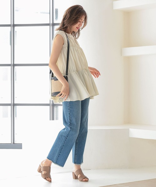 KOBE LETTUCE（コウベレタス）の「フェイクレザーカゴショルダーバッグ（かごバッグ・レディース・ブラック/アイボリー/ブラウン・FREE）」の10枚目の写真