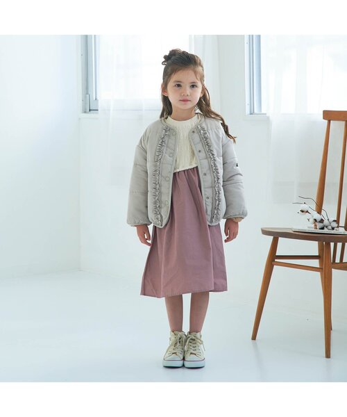 apres les cours（アプレレクール）の「WEB限定 プードルファーリバーシブルアウター（ダウンジャケット/コート・キッズ・ピンク/ベージュ/サックスブルー・140/120/100/90/80/130/110）」の4枚目の写真