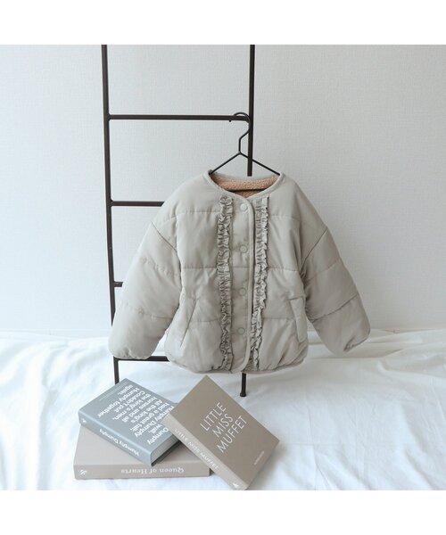 apres les cours（アプレレクール）の「WEB限定 プードルファーリバーシブルアウター（ダウンジャケット/コート・キッズ・ピンク/ベージュ/サックスブルー・140/120/100/90/80/130/110）」の6枚目の写真