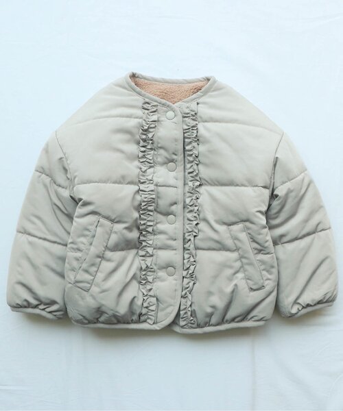 apres les cours（アプレレクール）の「WEB限定 プードルファーリバーシブルアウター（ダウンジャケット/コート・キッズ・ピンク/ベージュ/サックスブルー・140/120/100/90/80/130/110）」の8枚目の写真