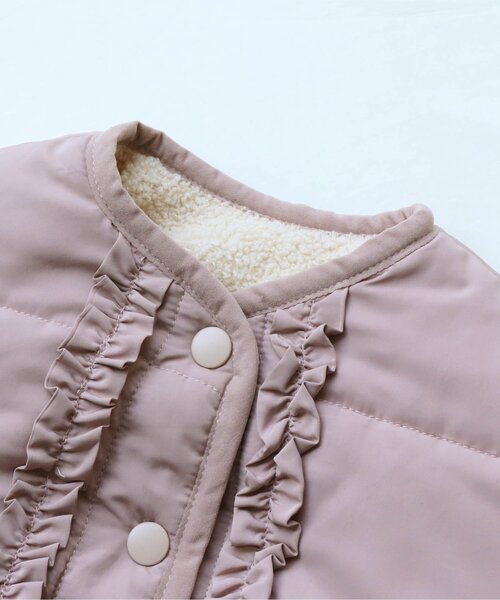 apres les cours（アプレレクール）の「WEB限定 プードルファーリバーシブルアウター（ダウンジャケット/コート・キッズ・ピンク/ベージュ/サックスブルー・140/120/100/90/80/130/110）」の20枚目の写真