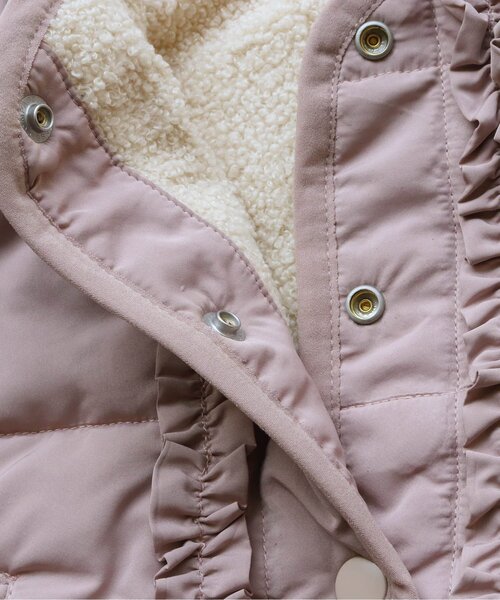 apres les cours（アプレレクール）の「WEB限定 プードルファーリバーシブルアウター（ダウンジャケット/コート・キッズ・ピンク/ベージュ/サックスブルー・140/120/100/90/80/130/110）」の21枚目の写真