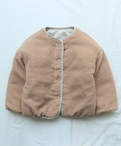 apres les cours（アプレレクール）の「WEB限定 プードルファーリバーシブルアウター（ダウンジャケット/コート・キッズ・ピンク/ベージュ/サックスブルー・140/120/100/90/80/130/110）」の10枚目の写真