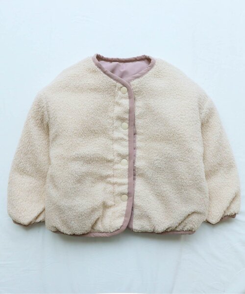 apres les cours（アプレレクール）の「WEB限定 プードルファーリバーシブルアウター（ダウンジャケット/コート・キッズ・ピンク/ベージュ/サックスブルー・140/120/100/90/80/130/110）」の18枚目の写真