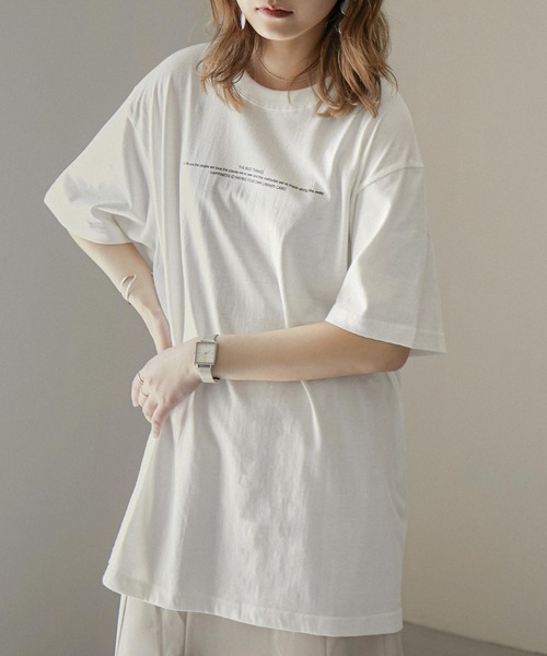 Fashion Letter（ファッションレター）の「バックプリントBIGコットンTシャツ（Tシャツ/カットソー・レディース・オフホワイト/カーキブラウン・FREE）」の4枚目の写真