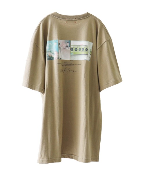 Fashion Letter（ファッションレター）の「バックプリントBIGコットンTシャツ（Tシャツ/カットソー・レディース・オフホワイト/カーキブラウン・FREE）」の5枚目の写真