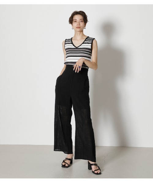AZUL by moussy（アズールバイマウジー）の「2WAY LACE UP RIB TANK/2WAYレースアップリブタンク（タンクトップ・レディース・ベージュ/ブラック系その他/レッド/ベージュ系その他・MEDIUM/SMALL）」の16枚目の写真