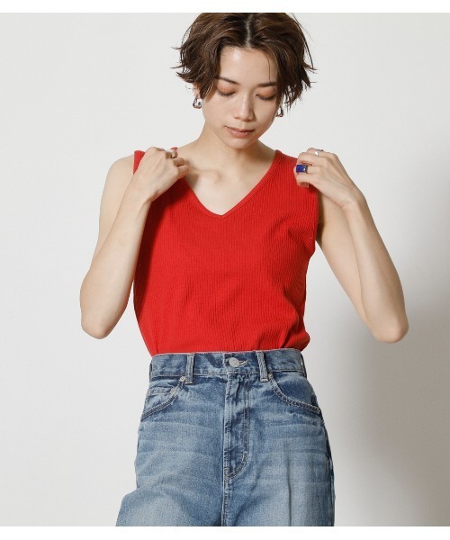 AZUL by moussy（アズールバイマウジー）の「2WAY LACE UP RIB TANK/2WAYレースアップリブタンク（タンクトップ・レディース・ベージュ/ブラック系その他/レッド/ベージュ系その他・MEDIUM/SMALL）」の17枚目の写真
