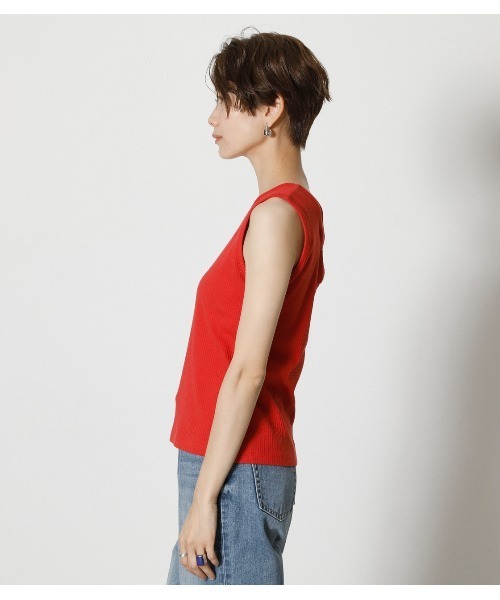 AZUL by moussy（アズールバイマウジー）の「2WAY LACE UP RIB TANK/2WAYレースアップリブタンク（タンクトップ・レディース・ベージュ/ブラック系その他/レッド/ベージュ系その他・MEDIUM/SMALL）」の8枚目の写真