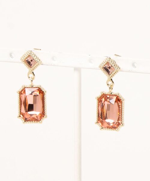 欧州航路（オウシュウコウロ）の「【欧州航路】スクエアイルミピアス（ピアス（両耳用）・レディース・ブラック/パープル/レッド/ピンクベージュ・FREE）」の3枚目の写真