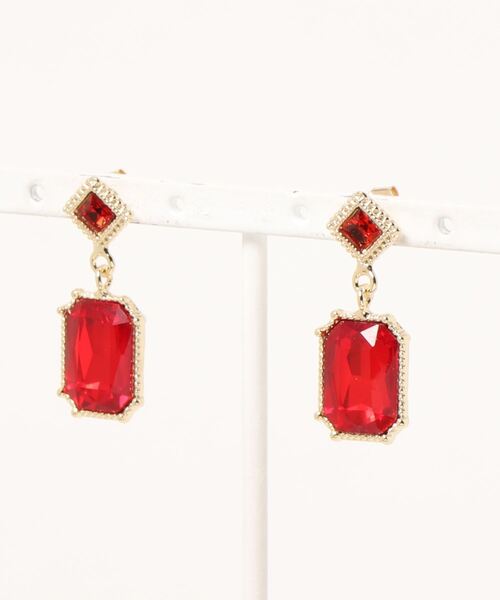 欧州航路（オウシュウコウロ）の「【欧州航路】スクエアイルミピアス（ピアス（両耳用）・レディース・ブラック/パープル/レッド/ピンクベージュ・FREE）」の4枚目の写真