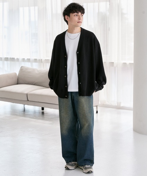 ボリュームニットルーズカーディガン ビッグシルエット MONO-MART
