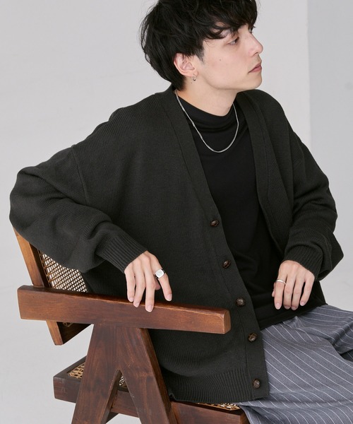 セール】ボリュームニットルーズカーディガン ビッグシルエット