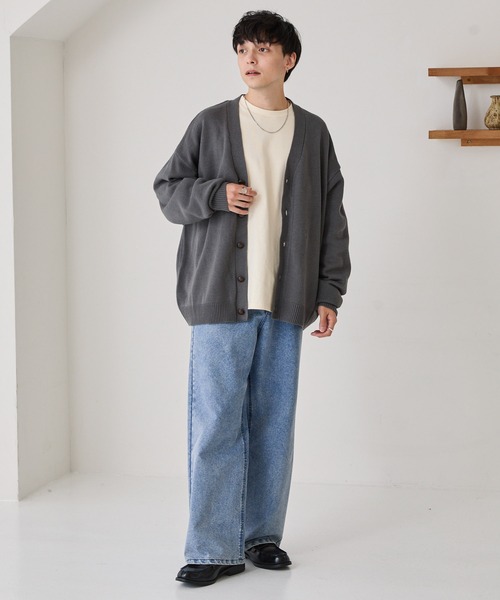 美品⁂ブラミンク⁂ビッグシルエットカーディガン　ユニセックス　ブラック　近年 セール】ボリュームニットルーズカーディガン ビッグシルエット