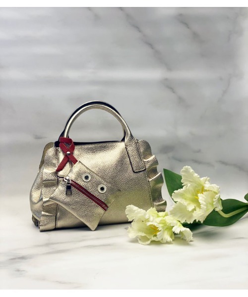 RIPANI（リパーニ）の「★【RIPANI/リパーニ】牛革メタリック加工サイドフリルマイクロミニトート バッグ(小)（トートバッグ・レディース・シルバー/ゴールド/ブロンズ・FREE）」の10枚目の写真