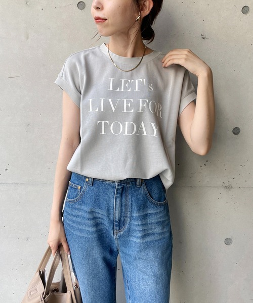 CAPRICIEUX LE'MAGE(カプリシューレマージュ)の「フレンチメッセージTシャツ(Tシャツ/カットソー・レディース・ホワイト/ブラック/グレー・FREE)」の3枚目の写真