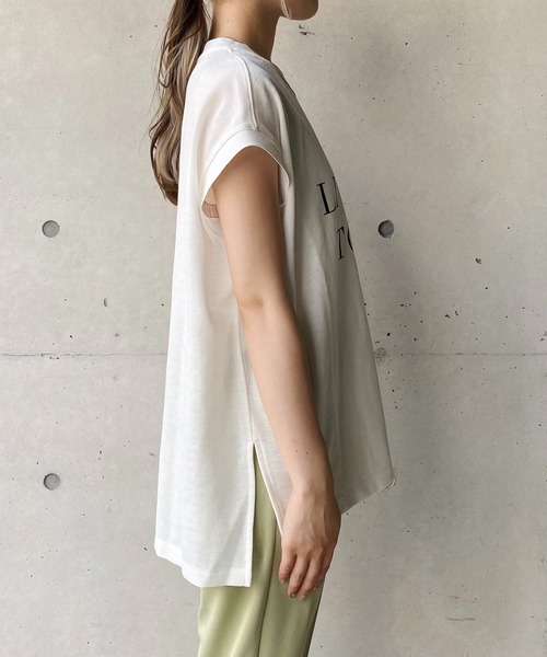 CAPRICIEUX LE'MAGE(カプリシューレマージュ)の「フレンチメッセージTシャツ(Tシャツ/カットソー・レディース・ホワイト/ブラック/グレー・FREE)」の13枚目の写真