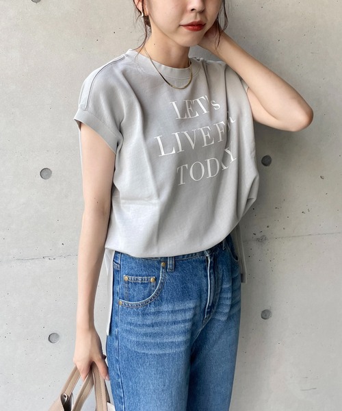 CAPRICIEUX LE'MAGE(カプリシューレマージュ)の「フレンチメッセージTシャツ(Tシャツ/カットソー・レディース・ホワイト/ブラック/グレー・FREE)」の6枚目の写真