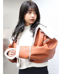 MURUA | オーバーカラーショートフェイクムートン(ブルゾン)