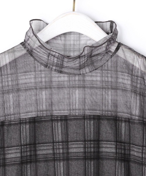179/WG（イチナナキュウダブルジー）の「シアーチュールトップス（Tシャツ/カットソー・レディース・ベージュ/ブラック/チャコールグレー・FREE）」の20枚目の写真