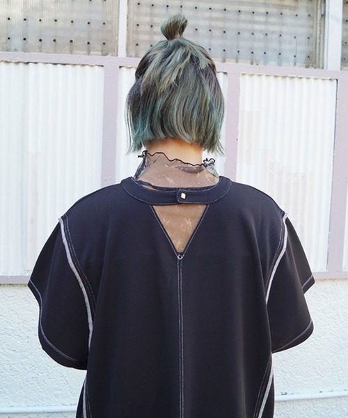 179/WG（イチナナキュウダブルジー）の「シアーチュールトップス（Tシャツ/カットソー・レディース・ベージュ/ブラック/チャコールグレー・FREE）」の8枚目の写真