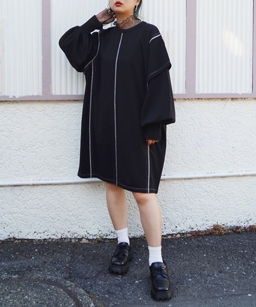 179/WG（イチナナキュウダブルジー）の「シアーチュールトップス（Tシャツ/カットソー・レディース・ベージュ/ブラック/チャコールグレー・FREE）」の9枚目の写真