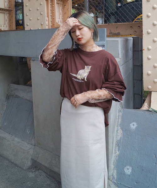 179/WG（イチナナキュウダブルジー）の「シアーチュールトップス（Tシャツ/カットソー・レディース・ベージュ/ブラック/チャコールグレー・FREE）」の13枚目の写真