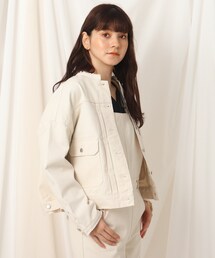 couture brooch | ◆ノーカラーデニムジャケット(デニムジャケット)