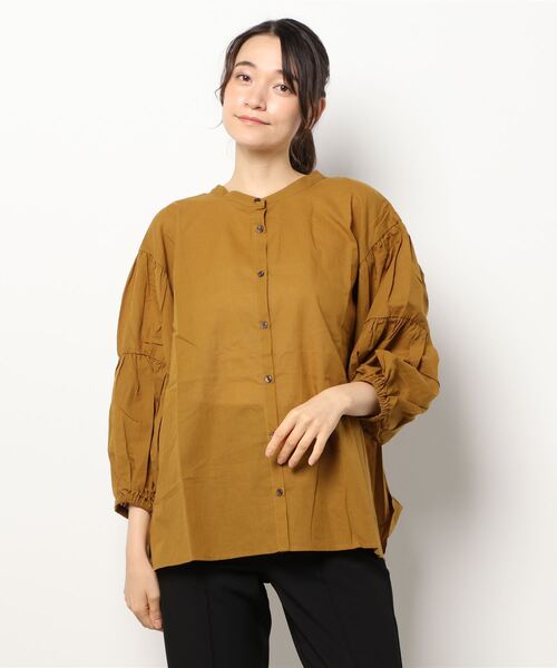 Samansa Mos2（サマンサ モスモス）の「袖ティアードブラウス（シャツ/ブラウス・レディース・ブラウン/カーキ/オレンジ/マスタード/チャコール/キナリ・ﾌﾘ-）」の12枚目の写真