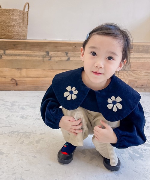 aimoha（アイモハ）の「【aimoha-KIDS-】【新作】子供服 かわいいビッグカラー花刺繍入りブラウス（シャツ/ブラウス・キッズ・ベージュ/ブルー・90/100/110/120/80/130）」の18枚目の写真