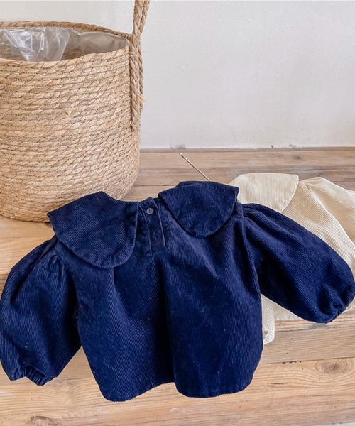 aimoha（アイモハ）の「【aimoha-KIDS-】【新作】子供服 かわいいビッグカラー花刺繍入りブラウス（シャツ/ブラウス・キッズ・ベージュ/ブルー・90/100/110/120/80/130）」の21枚目の写真