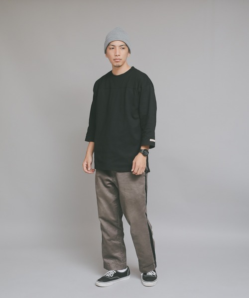 Goodwear（グッドウェア）の「Good wear USAコットン 2W7-2509 切替7分袖 FOOTBALL TEE（Tシャツ/カットソー・メンズ・ネイビー/杢グレー/カーキブラウン/ライトカーキ/ブルー系その他/ホワイト/ブラック/ベージュ/グレイッシュベージュ/スモークピンク/パープル系その他/イエロー系その他/オレンジ系その他/ミント/ライトピンク/チャコールグレー/グレー系その他・L/S/M/XL）」の19枚目の写真