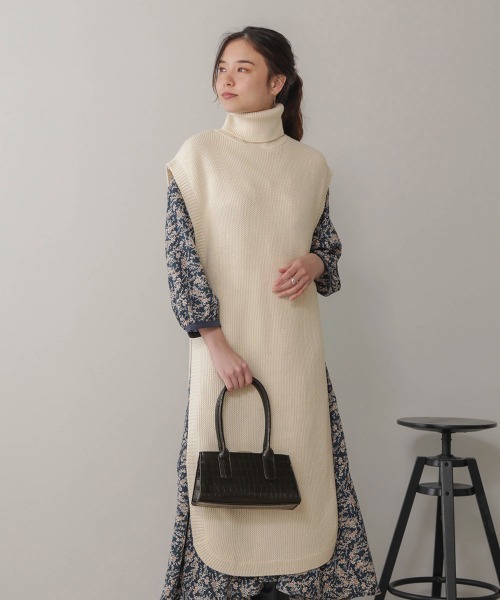 Bou Jeloud（ブージュルード）の「タートルネックラウンドロングベスト（ベスト・レディース・ブラック/ベージュ/アイボリー・FREE）」の7枚目の写真