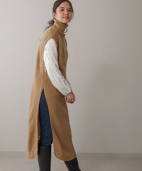 Bou Jeloud（ブージュルード）の「タートルネックラウンドロングベスト（ベスト・レディース・ブラック/ベージュ/アイボリー・FREE）」の11枚目の写真