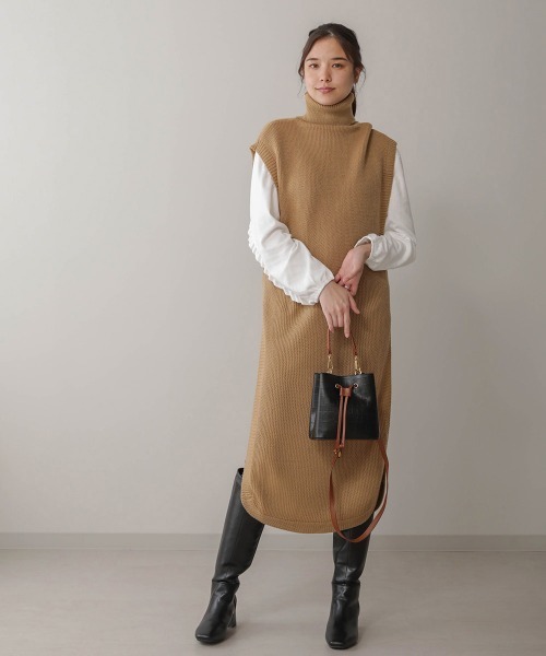 Bou Jeloud（ブージュルード）の「タートルネックラウンドロングベスト（ベスト・レディース・ブラック/ベージュ/アイボリー・FREE）」の17枚目の写真