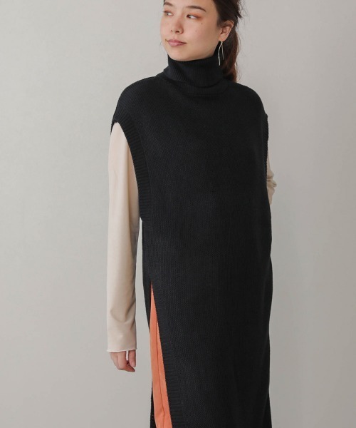 Bou Jeloud（ブージュルード）の「タートルネックラウンドロングベスト（ベスト・レディース・ブラック/ベージュ/アイボリー・FREE）」の20枚目の写真