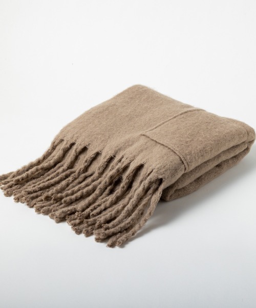 OMNES（オムネス）の「起毛2WAY大判フリンジストール（マフラー・レディース・ベージュ/アイボリー/モカ/ブラウン/ブラック系その他/ブラウン系その他/イエロー/ハウンドトゥース/パープル/グリーン・FREE）」の18枚目の写真